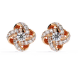 Intricate Floral Swirl Round Cut Lab Diamond Stud Earrings in Luxurious Gold Setting - View 2