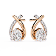 Teardrop Inspired Round Moissanite Diamond Earrings with Pave Accents - View 2
