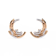 Modern Crescent Round Lab Diamond Hoop Arc Earrings with Round Diamond Accents - View 3