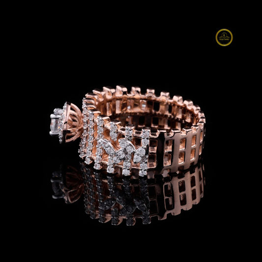 Round Moissanite Diamond Ladder Pave Statement Band - View 2