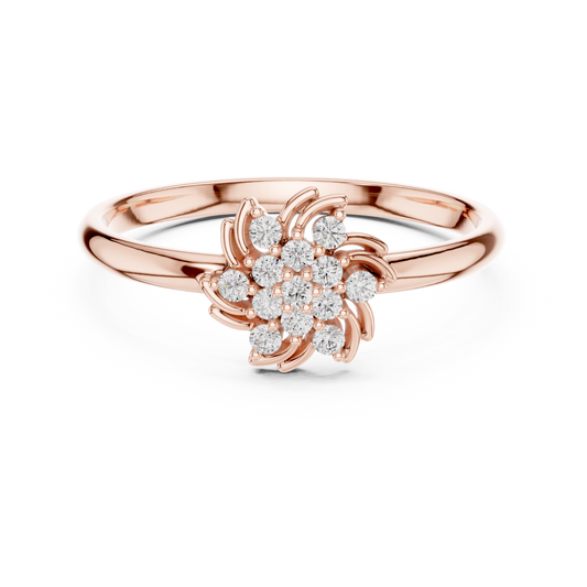 Round Cut Lab Diamond Swirl Floral Cluster Ring - View 2