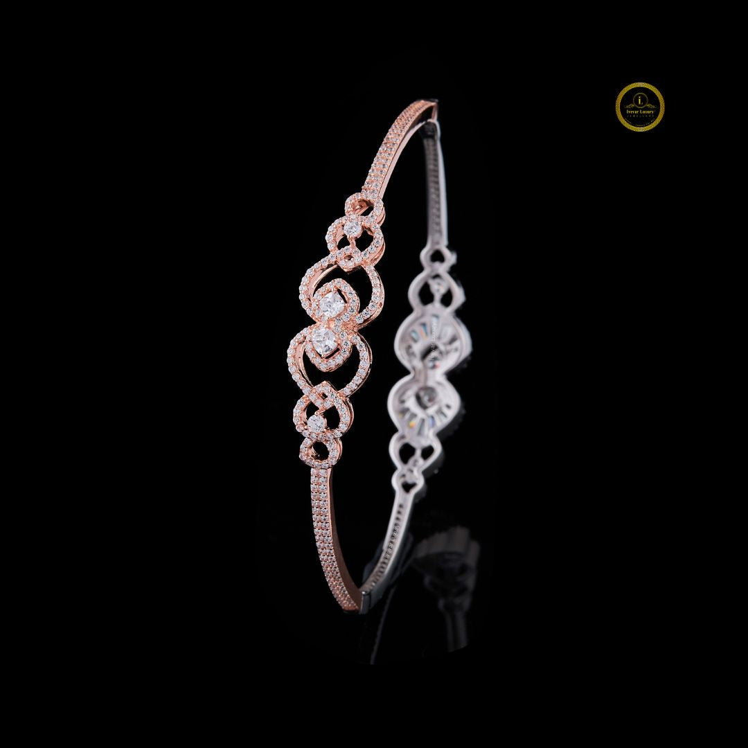 Round Cut Lab Diamond Delicate Dual Tone Embrace Bracelet For Her - View 4