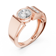 Round Cut Moissanite Diamond Men's Three Stone Side Accent Wedding Ring - View 3