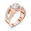 Round Cut Lab Grown Diamond Men's Large Solitaire Gold Signet Ring - View 3