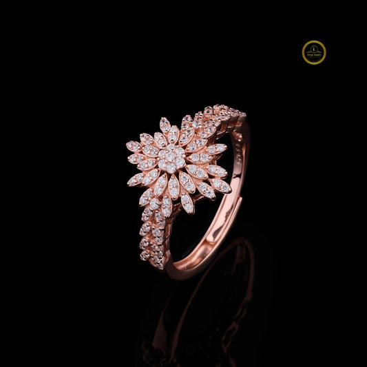 Sun Burst Cluster Round Lab Diamond Anniversary Ring - View 2