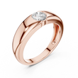 Round Cut Lab Grown Diamond Men's Heavy Gold Statement Ring - View 3