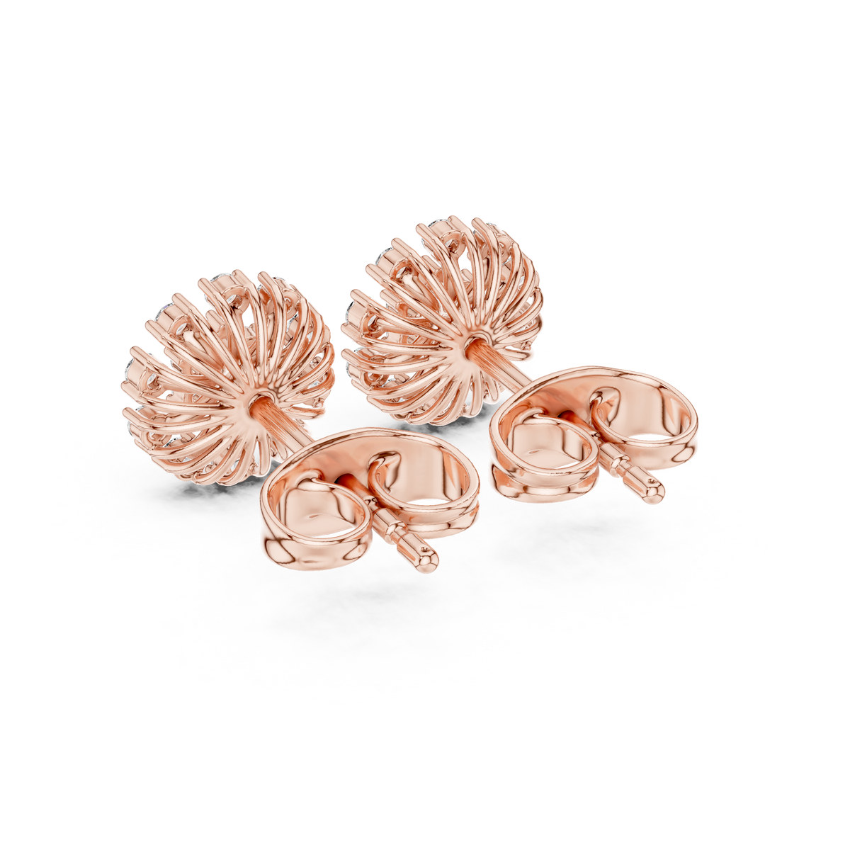 Sunburst Cluster Stud Earrings with Round Brilliant Moissanite Diamonds - View 9