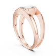 Emerald Cut Moissanite Diamond Men's Architectural Bezel Statement Band - View 6