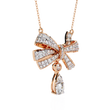 Ribbon Bow Pave Lab Grown Diamond Necklace With Pear Drop - View 8