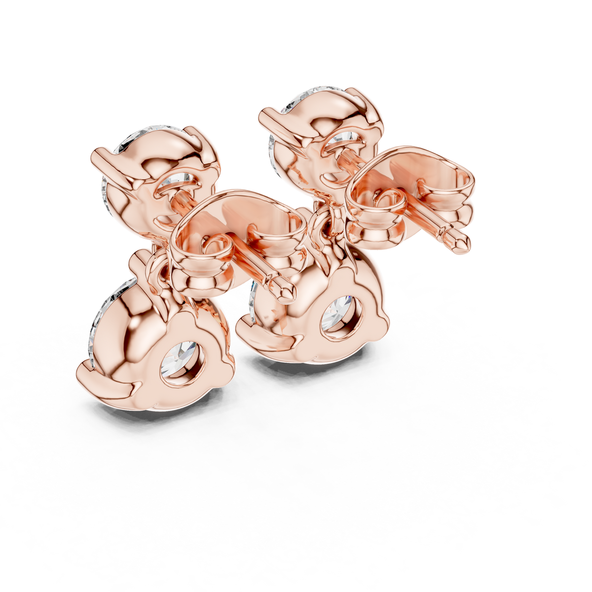 Dual Brilliance Round Moissanite Diamond Drop Earrings with Graduated Two Stone Design - View 6