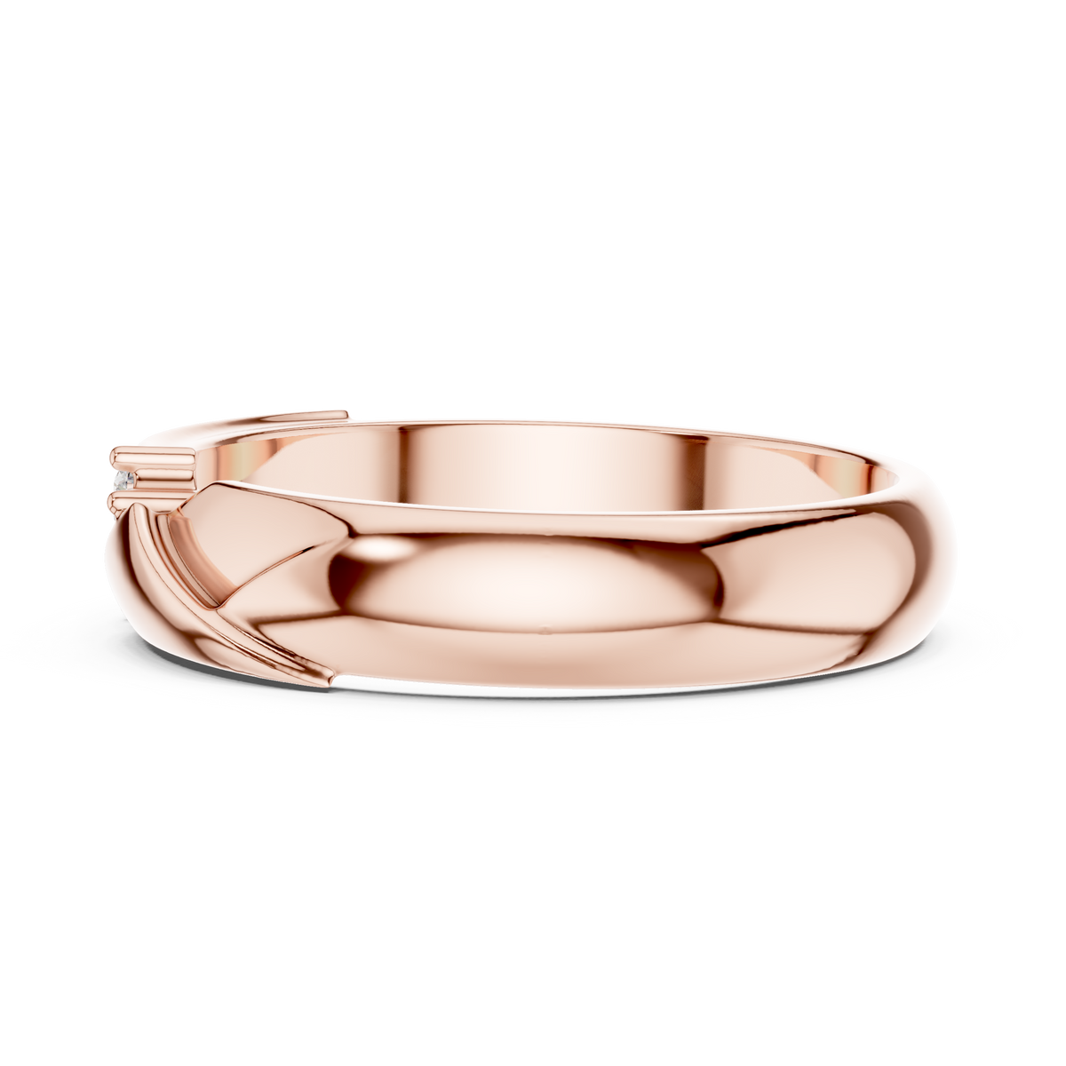Round Cut Lab Grown Diamond Men's Three Stone Diagonal Wedding Band - View 9