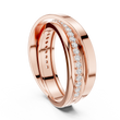 Round Cut Lab Grown Diamond Men's Multi Band Crossover Gold Ring - View 3