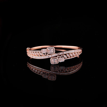 Baguette Emerald & Round Cut Lab Diamond Leaf Cluster Bypass Bangle