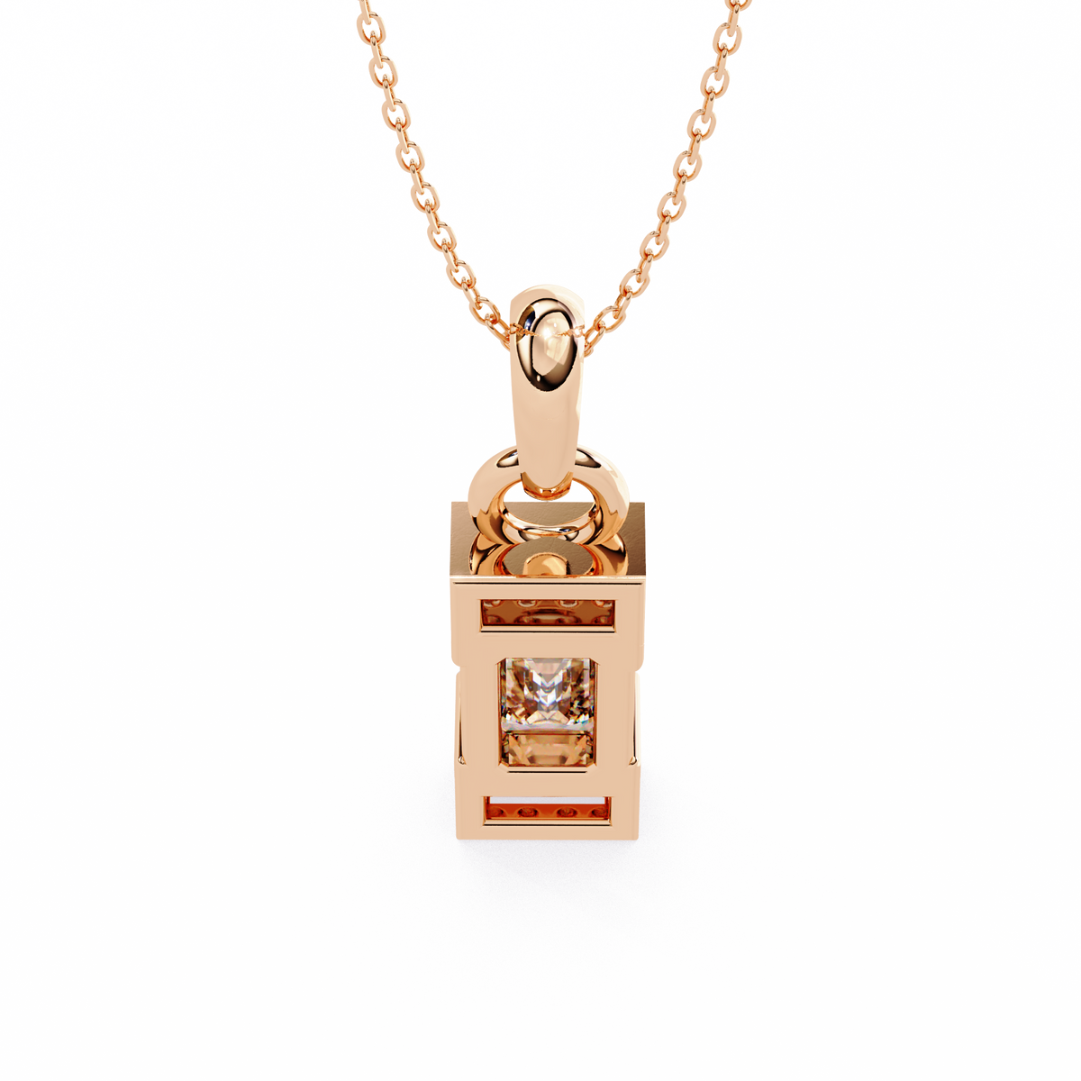 Emerald Cut Solitaire Pendant with Center Moissanite Diamond - View 10