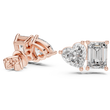 Dual Spark Heart & Emerald Cut Lab Diamond Stud Earrings - View 3