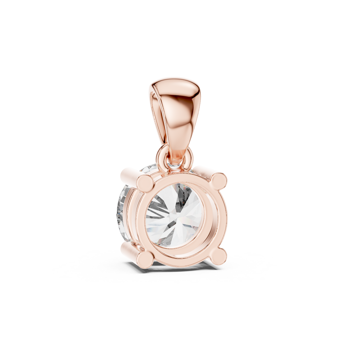 Single Round Moissanite Diamond Solitaire Four Prong Charm Pendant - View 9