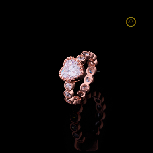Heart Cut Lab Diamond Bezel Set Wedding Band With Eternity Ring - View 2