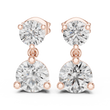 Dual Brilliance Round Lab Diamond Drop Earrings with Graduated Two Stone Design - View 9
