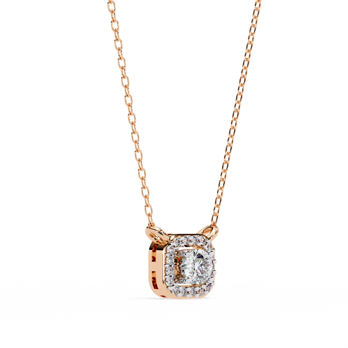 Square Rounded Silhouette Pendant with Round Moissanite Diamond - View 6
