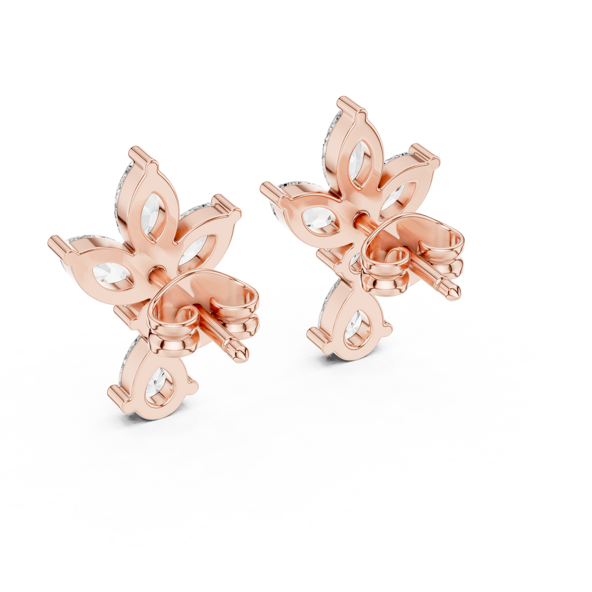 Marquise Butterfly Cluster Moissanite Diamond Drop Stud Earrings - View 6