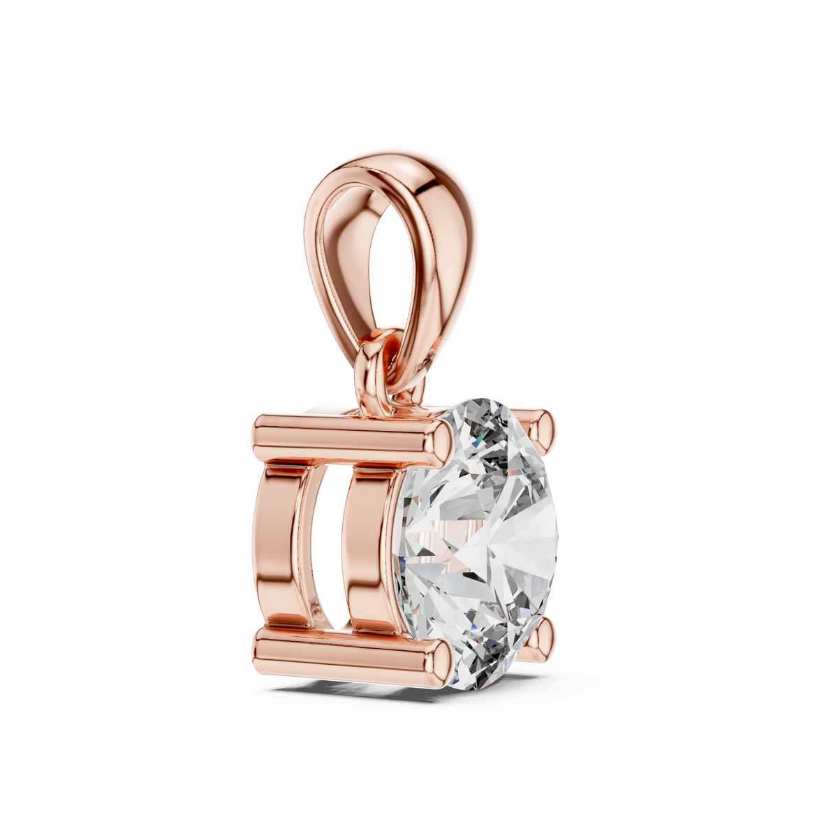 Single Round Moissanite Diamond Solitaire Four Prong Charm Pendant - View 6