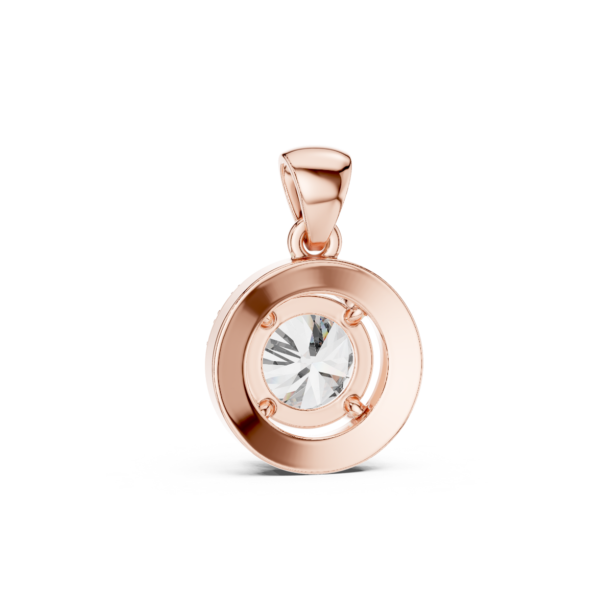 Round Cut Lab Grown Diamond Solitaire Halo Pendant - View 6
