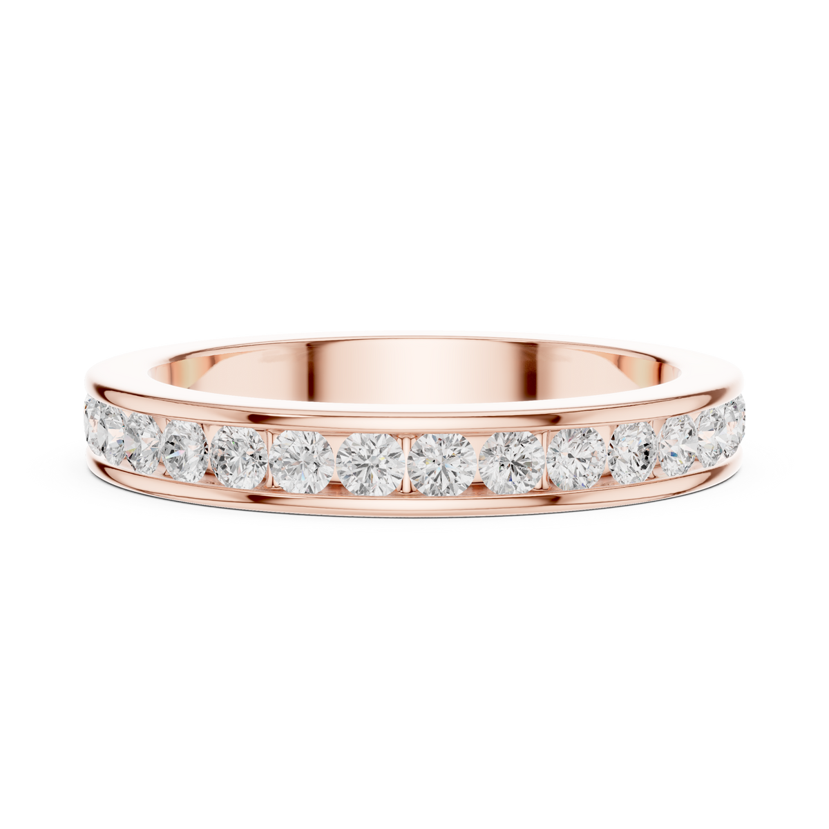 Round Cut Moissanite Diamond Men's Single Row Channel Set Ring - View 9