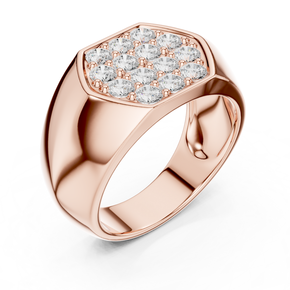 Round Cut Lab Grown Diamond Men's Modern Geometric Cluster Wedding Band - View 3