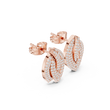 Luxurious Pavé Leaf Round Lab Diamond Stud Earrings with Sculpted Brilliance - View 3