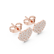 Romantic Heart Shape With Round Lab Diamond Stud Earrings with Pavé Brilliance - View 6