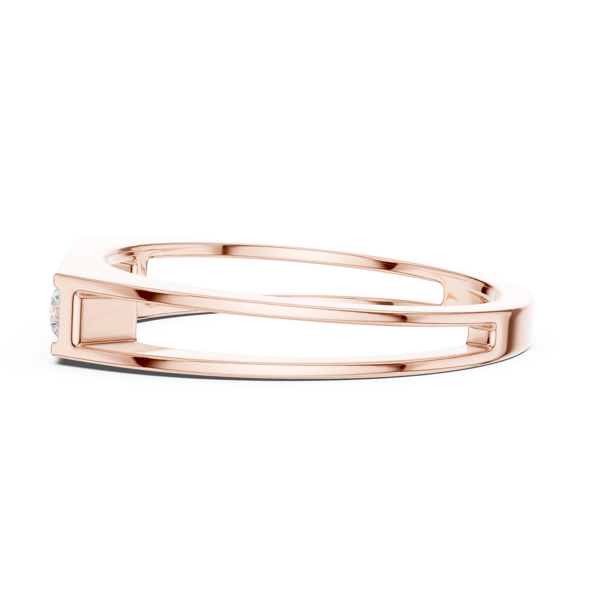 Round Cut Lab Grown Diamond Men's Five Stone Channel Set Wedding Band - View 9