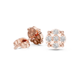 Geometric Round Lab Diamond Cluster Stud Earrings with Modern Floral Symmetry - View 6