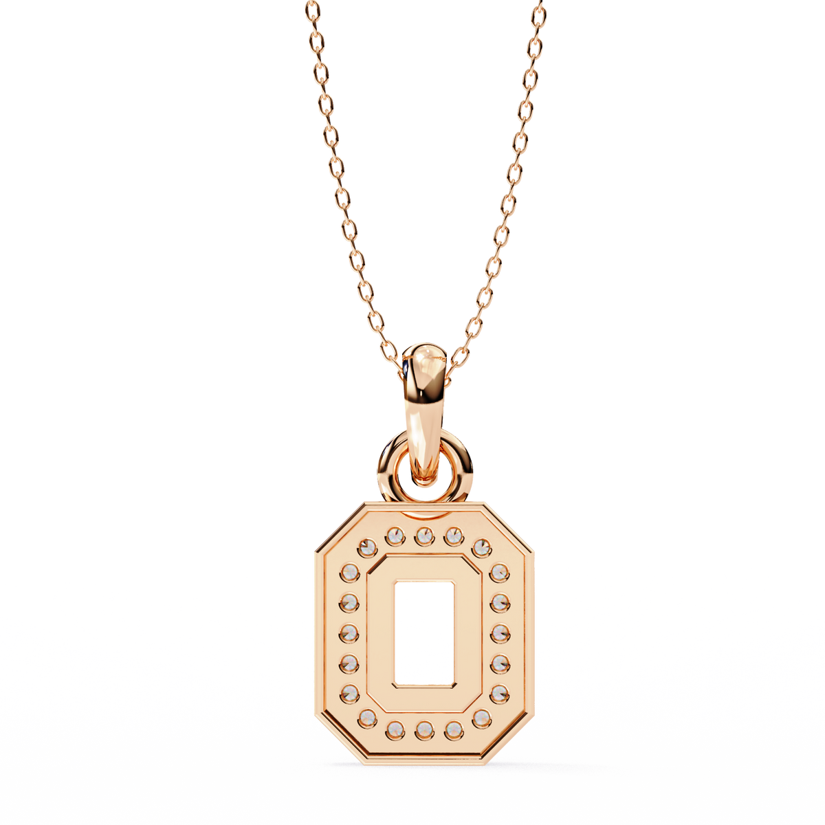 Abstract Cutout Frame Motif Pendant with Round Moissanite Diamond - View 9