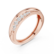 Round Cut Moissanite Diamond Men's Single Row Channel Accent Gold Ring - View 3