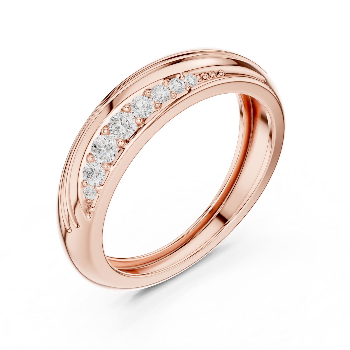 Round Cut Lab Grown Diamond Men's Single Row Channel Accent Gold Ring - View 3
