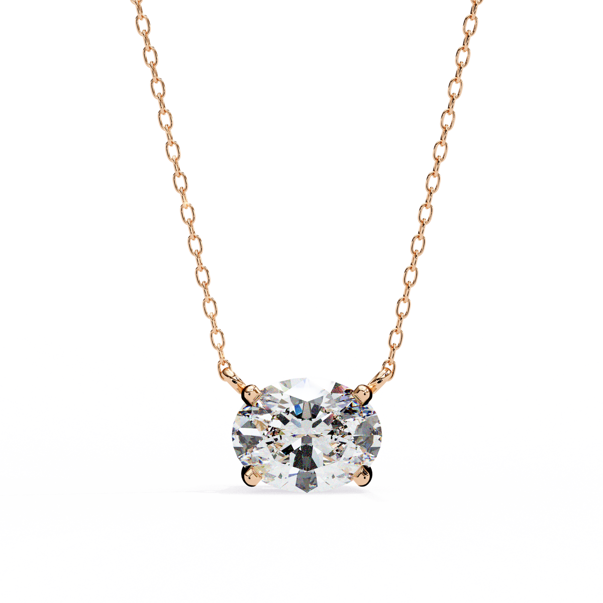 Oval Moissanite Diamond Solitaire Pendant with Four Prong Side Loops Pendant - View 3