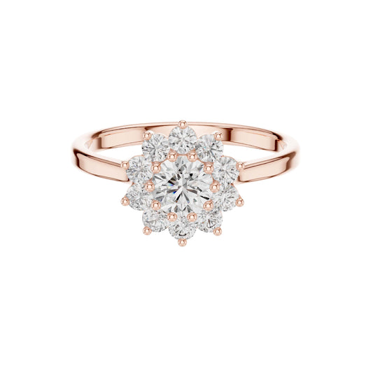Round Lab Diamond Cluster Ring for Women - View 2