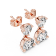 Dual Brilliance Round Lab Diamond Drop Earrings with Graduated Two Stone Design - View 3