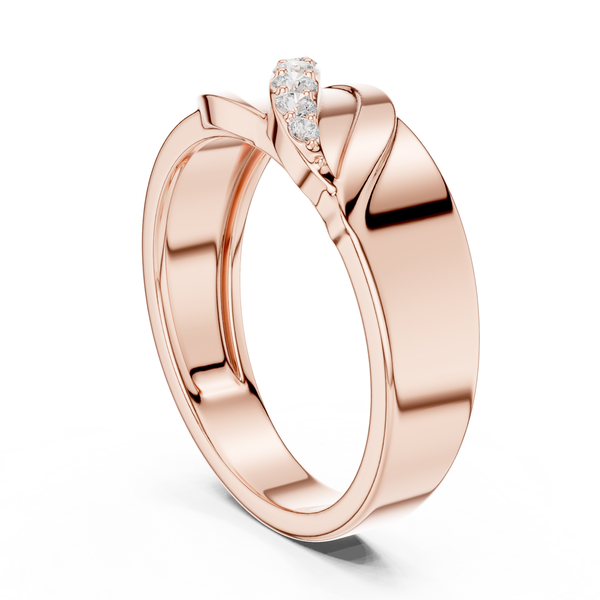 Round Cut Moissanite Diamond Men's Modern Curved Accent Wedding Ring - View 7