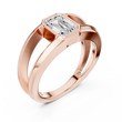 Emerald Cut Moissanite Diamond Men's Architectural Bezel Statement Band - View 3