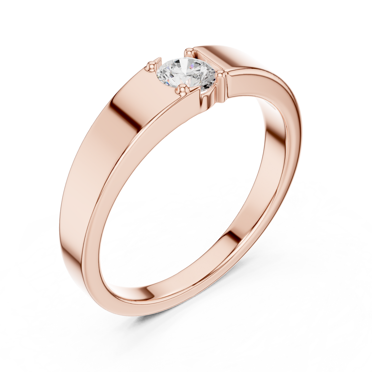 Round Cut Lab Grown Diamond Men's Modern Flush Set Engagement Ring - View 3