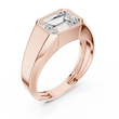 Emerald Cut Moissanite Diamond Men's Heavy Gold Solitaire Statement Ring - View 3