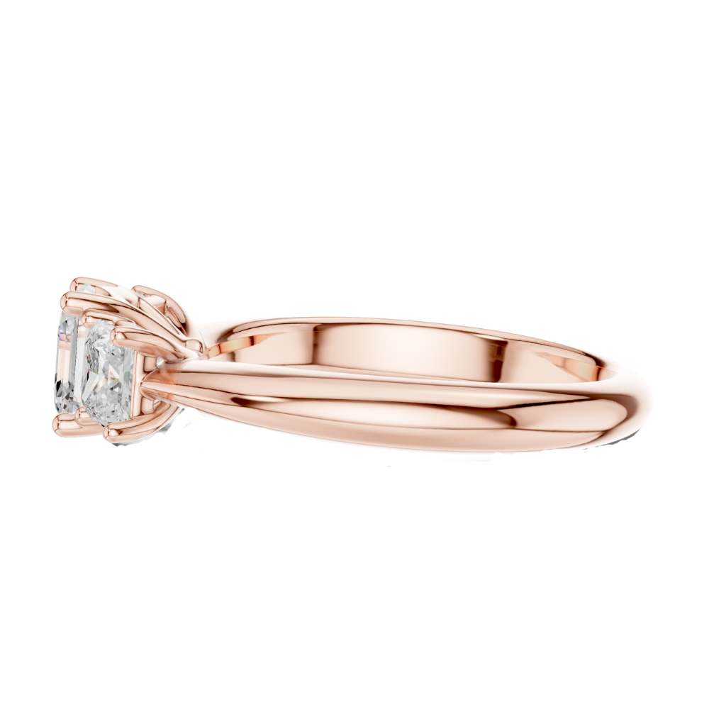 Asscher Moissanite Diamond Three Stone Ring With Princess Cut Side Stones - View 5