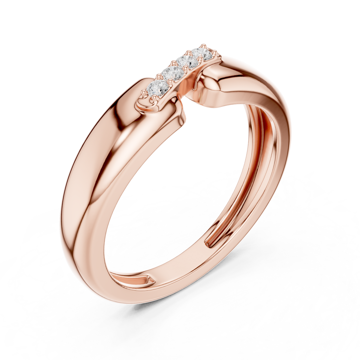 Round Cut Lab Grown Diamond Men's Modern Split Shank Gold Band - View 3