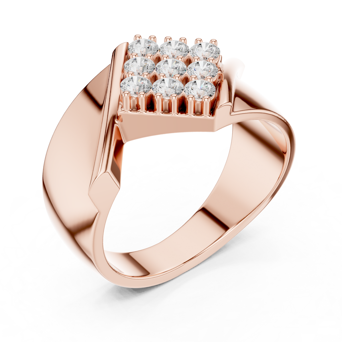 Round Cut Moissanite Diamond Men's Unique Square Top Ring - View 3