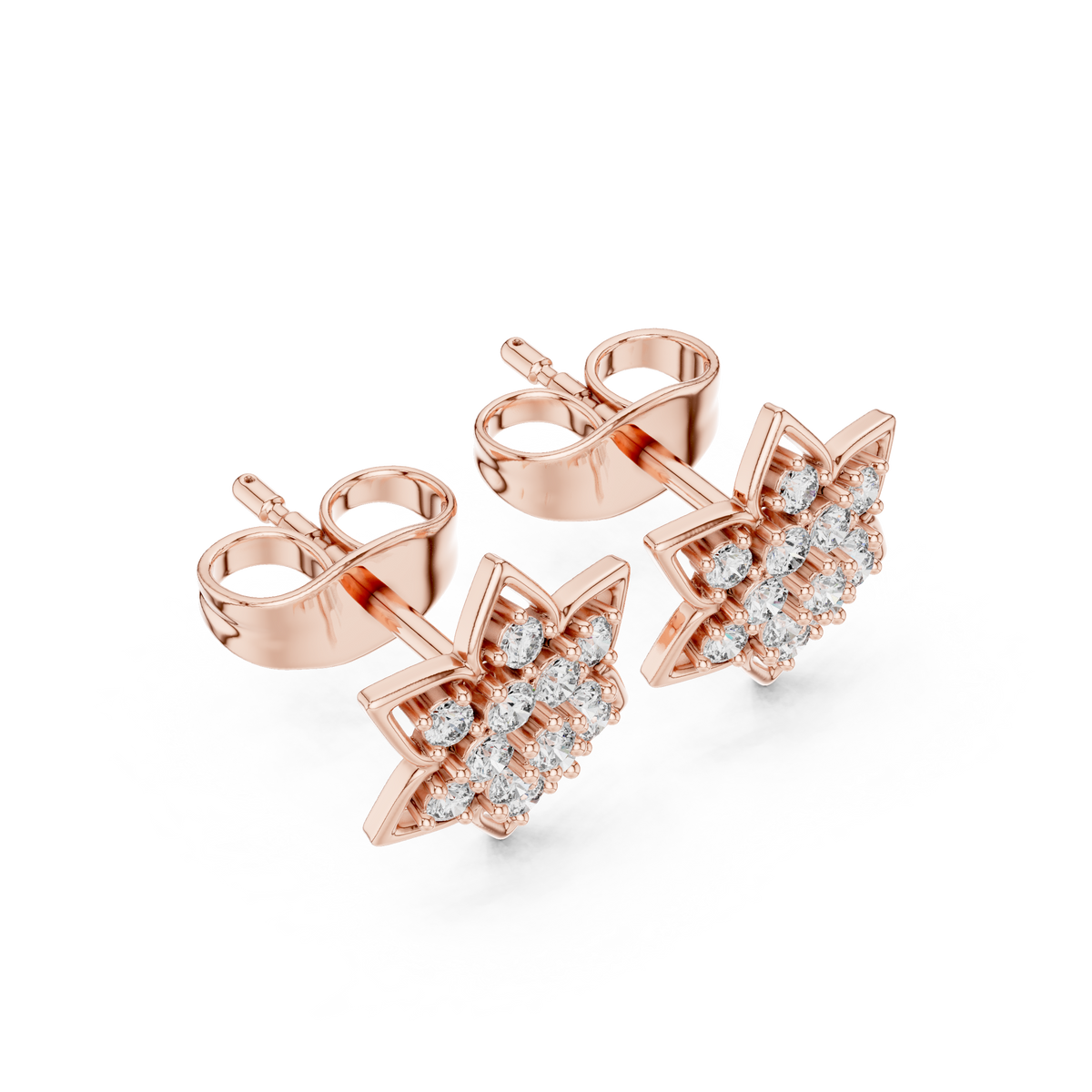 Star Shaped Cluster Stud Earrings with Round Moissanite Diamonds - View 3