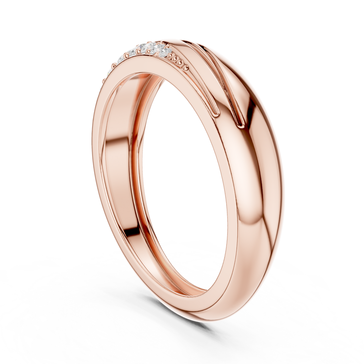Round Cut Lab Grown Diamond Men's Single Row Channel Accent Gold Ring - View 6