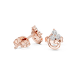 Swirl Design Stud Earrings with Triple Brilliant Round Cut Moissanite Diamonds - View 3