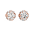 Radiant Aura Round Lab Diamond Stud Earrings with Double Halo Setting - View 8