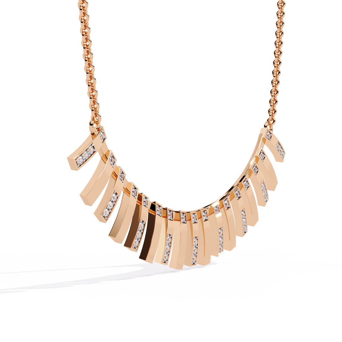 Geometric Lab Grown Diamond Fringe Statement Necklace - View 3